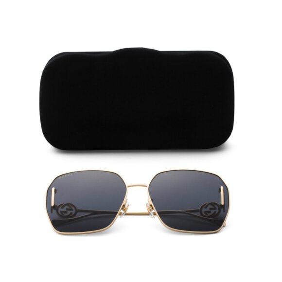 GUCCI Gold/grey 64mm Square Sunglasses - Picture 1 of 2